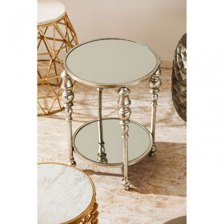 Marcia Two Tier Side Table, Glass, Silver