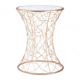 Lexa Concave Table, Iron, Glass, Gold