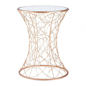 Lexa Concave Table, Iron, Glass, Gold