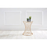 Lexa Concave Table, Iron, Glass, Gold