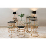 Lexa Concave Table, Iron, Glass, Gold