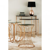 Lexa Concave Table, Iron, Glass, Gold