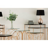 Lexa Concave Table, Iron, Glass, Gold