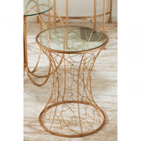 Lexa Concave Table, Iron, Glass, Gold