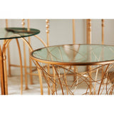 Lexa Concave Table, Iron, Glass, Gold