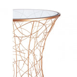 Lexa Concave Table, Iron, Glass, Gold