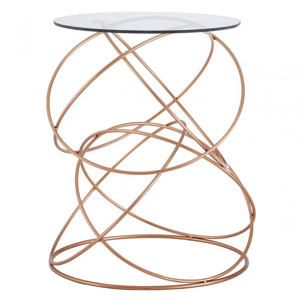 Lexa Circles Table, Iron, Tempered Glass, Gold