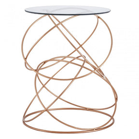 Lexa Circles Table, Iron, Tempered Glass, Gold