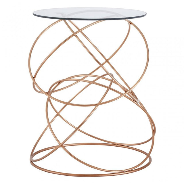 Lexa Circles Table, Iron, Tempered Glass, Gold