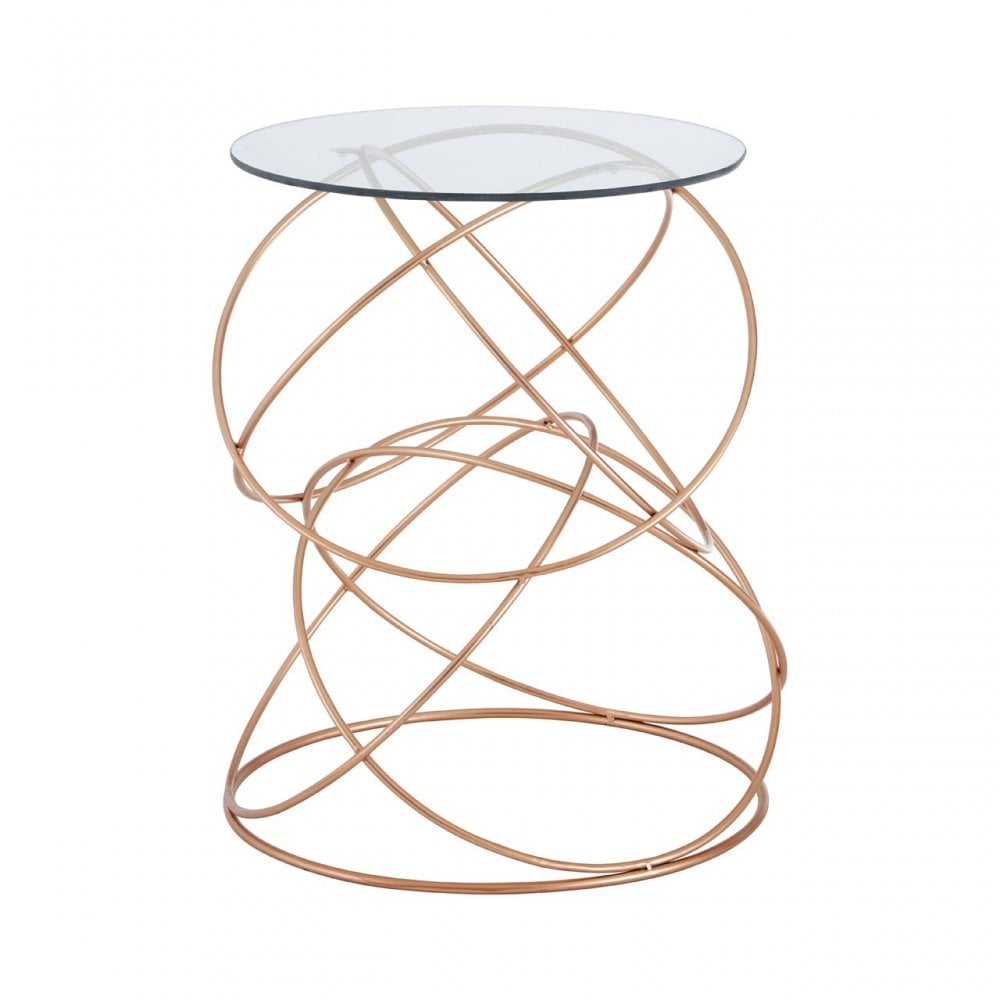 Lexa Circles Table, Iron, Tempered Glass, Gold