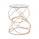 Lexa Circles Table, Iron, Tempered Glass, Gold