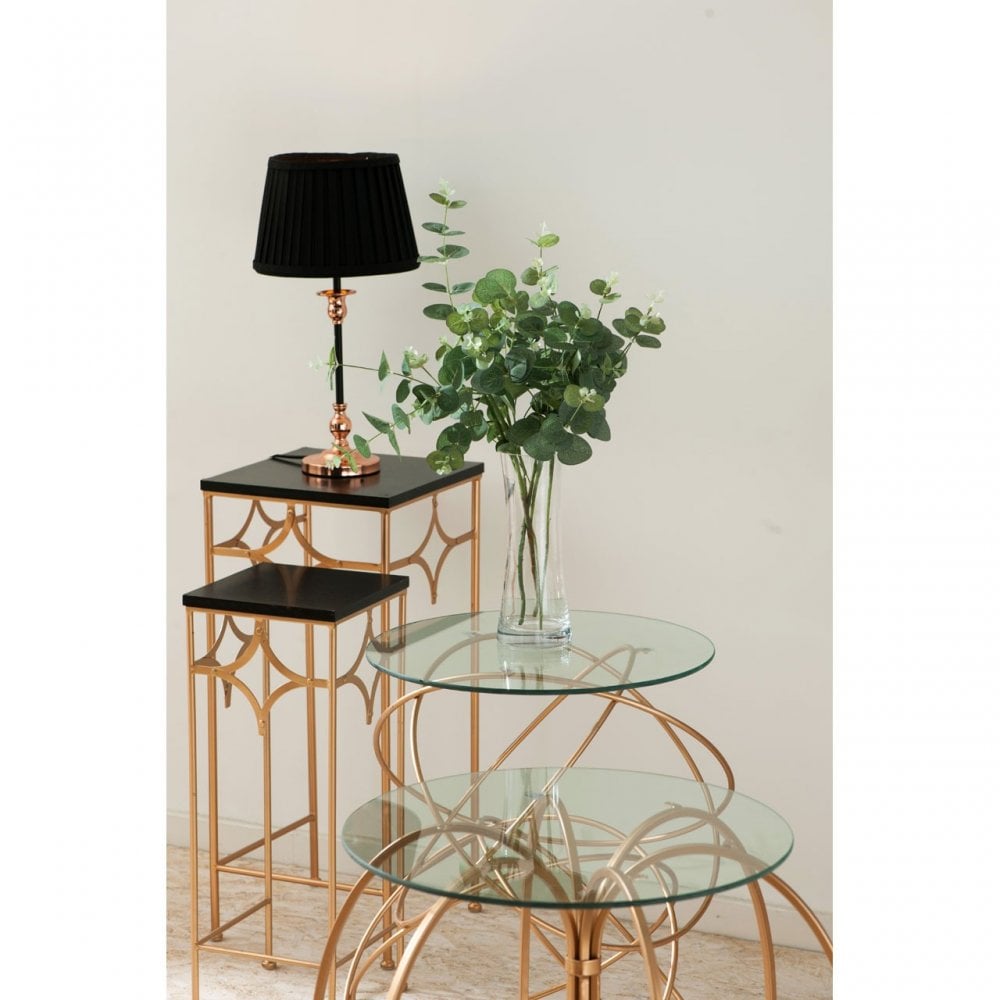 Lexa Circles Table, Iron, Tempered Glass, Gold