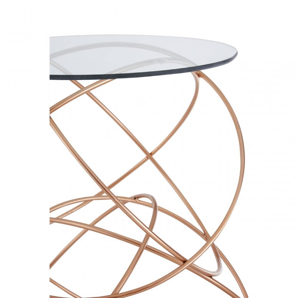 Lexa Circles Table, Iron, Tempered Glass, Gold
