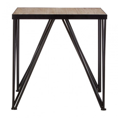 Ranch Foundry Style Square Side Table, Fir Wood, Natural