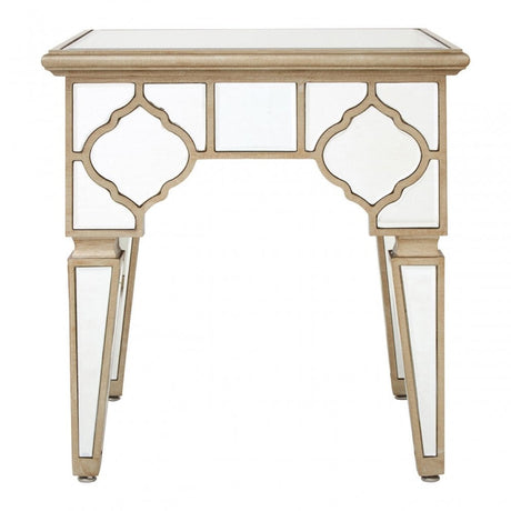 Medina Side Table, Wood, Mirrored Glass
