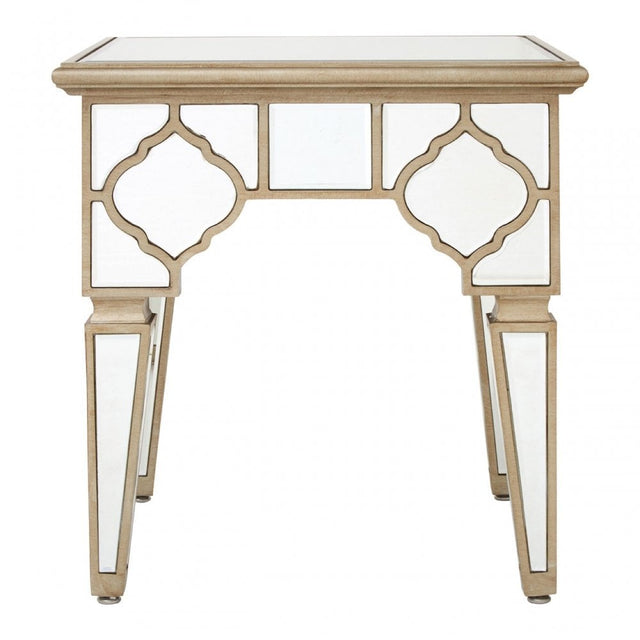 Medina Side Table, Wood, Mirrored Glass