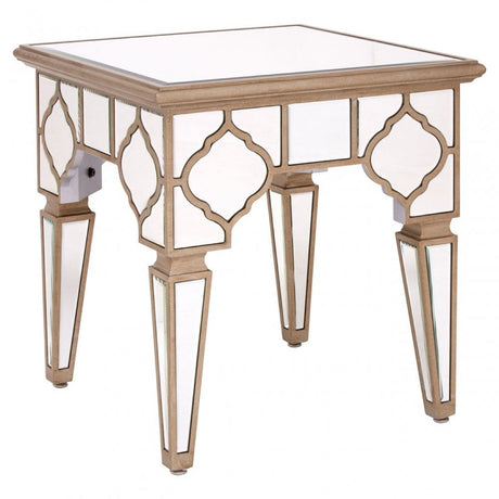 Medina Side Table, Wood, Mirrored Glass