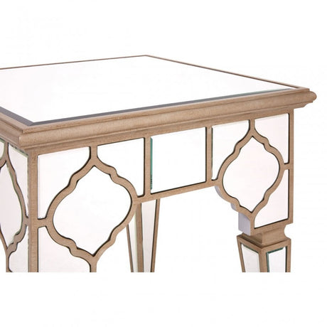 Medina Side Table, Wood, Mirrored Glass