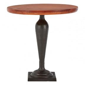 Ranch Foundry Style Round Side Table, Walnut Wood