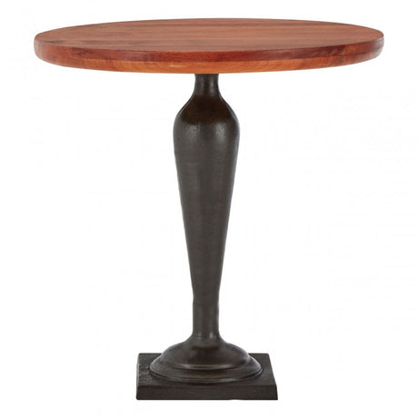 Ranch Foundry Style Round Side Table, Walnut Wood