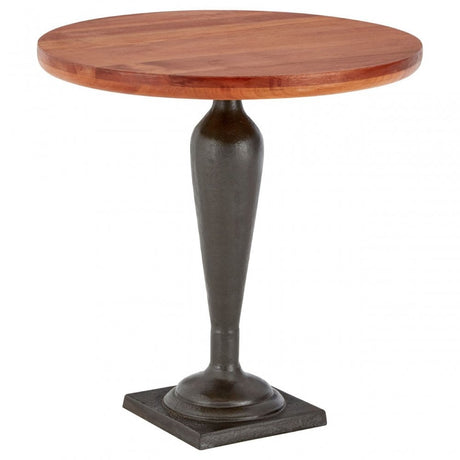 Ranch Foundry Style Round Side Table, Walnut Wood