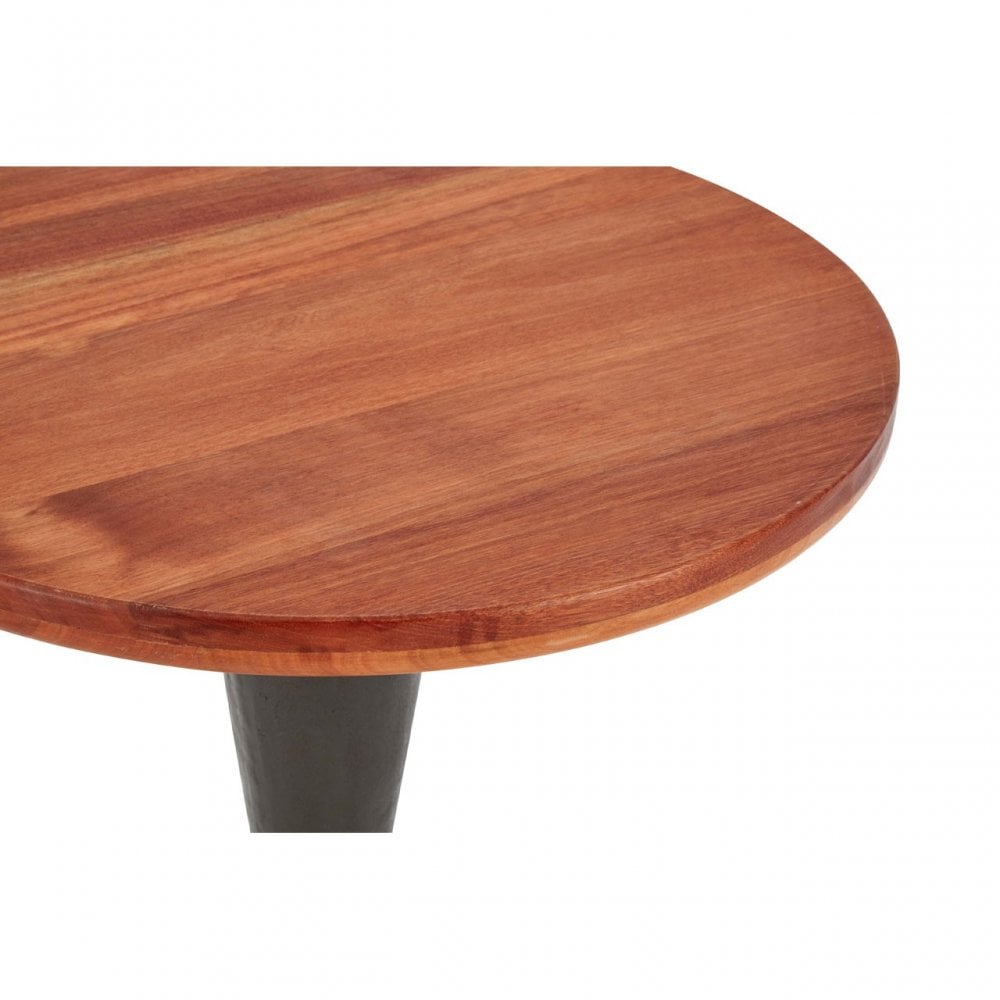 Ranch Foundry Style Round Side Table, Walnut Wood