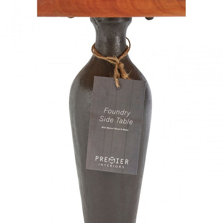 Ranch Foundry Style Round Side Table, Walnut Wood
