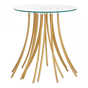 Tuskin Side Table, Tempered Glass, Gold
