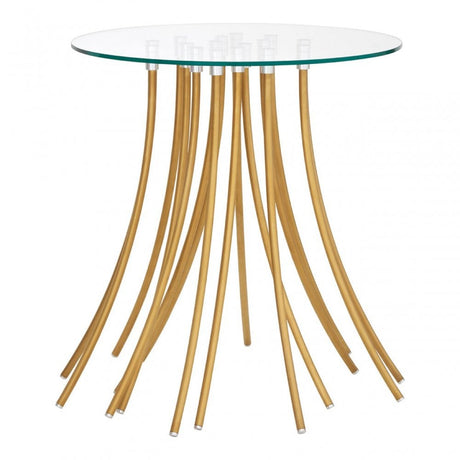 Tuskin Side Table, Tempered Glass, Gold