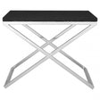 Tribute End Table, Leather, Stainless Steel, Black