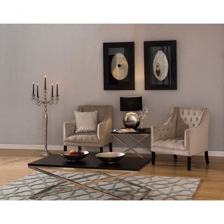 Tribute End Table, Leather, Stainless Steel, Black