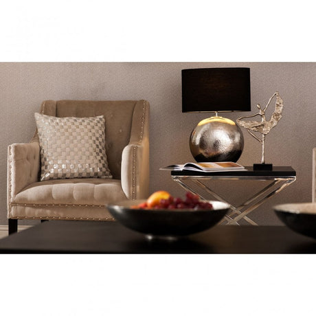 Tribute End Table, Leather, Stainless Steel, Black