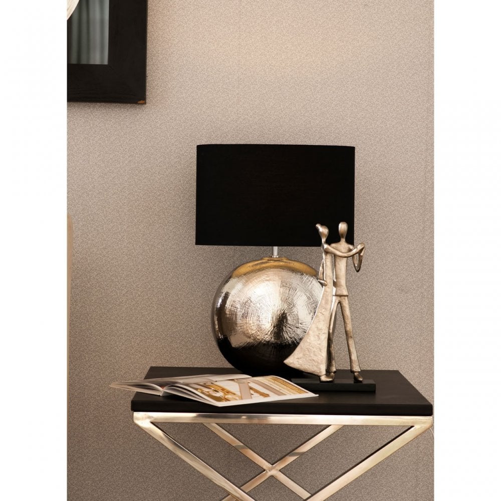 Tribute End Table, Leather, Stainless Steel, Black