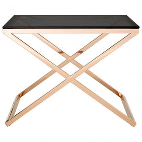 Criss Cross End Table, Stainless Steel, Glass
