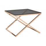 Criss Cross End Table, Stainless Steel, Glass