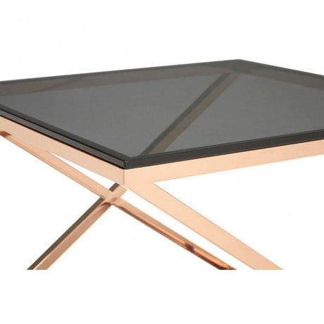 Criss Cross End Table, Stainless Steel, Glass