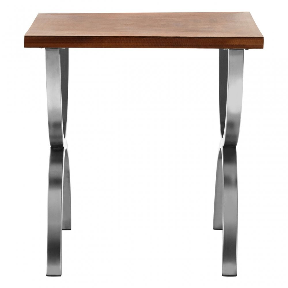 Greenwich Side Table, Fir Wood, Stainless Steel, Natural
