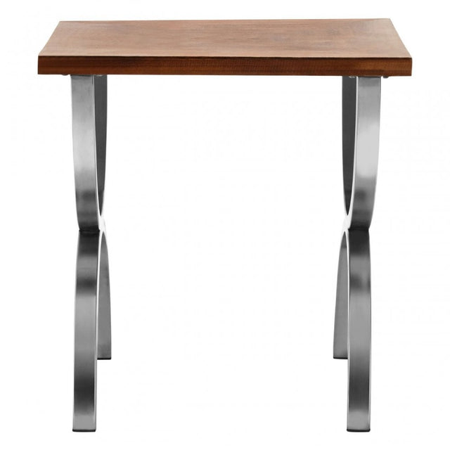 Greenwich Side Table, Fir Wood, Stainless Steel, Natural