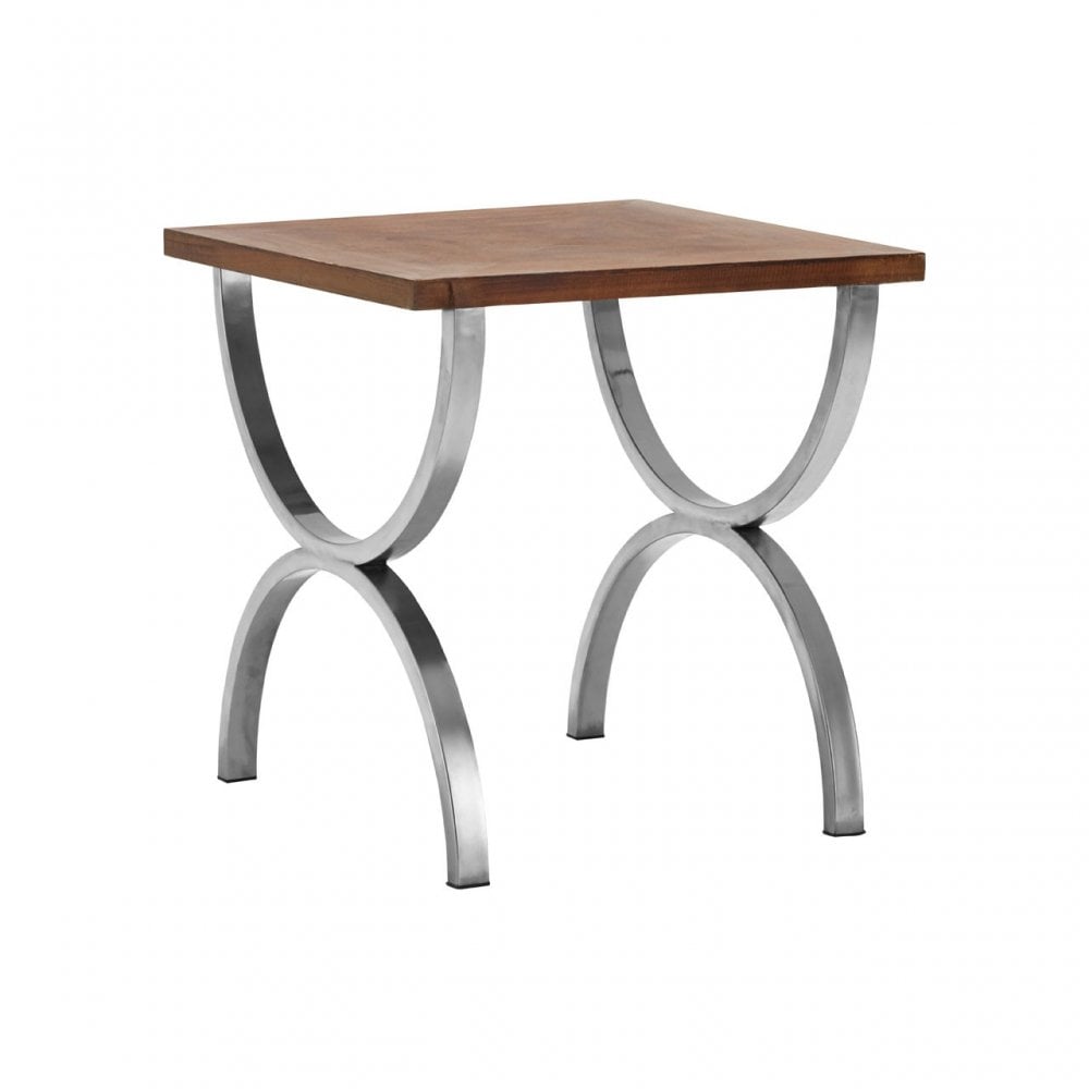 Greenwich Side Table, Fir Wood, Stainless Steel, Natural