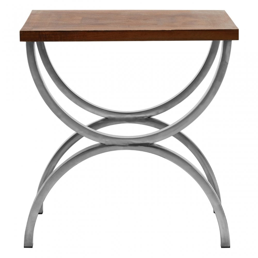 Greenwich Side Table, Fir Wood, Stainless Steel, Natural