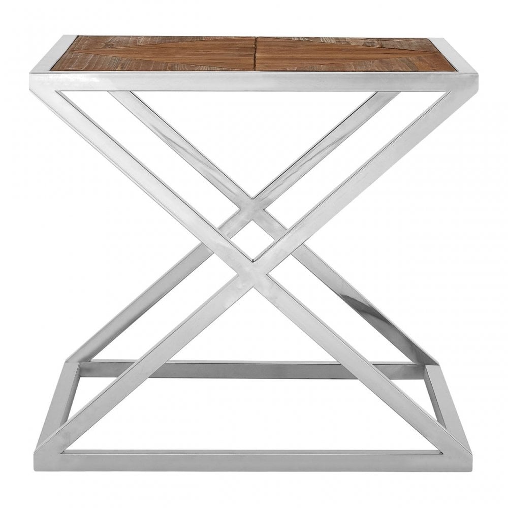 Hudson Side Table, Fir Wood Veneer, Stainless Steel, Natural