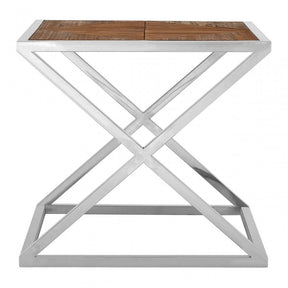 Hudson Side Table, Fir Wood Veneer, Stainless Steel, Natural