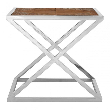 Hudson Side Table, Fir Wood Veneer, Stainless Steel, Natural