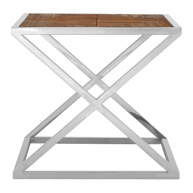 Hudson Side Table, Fir Wood Veneer, Stainless Steel, Natural