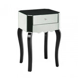 Orchid Side Table, Wood, Mirrored Glass
