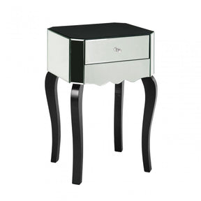 Orchid Side Table, Wood, Mirrored Glass