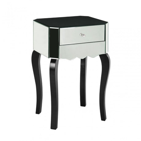Orchid Side Table, Wood, Mirrored Glass