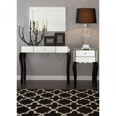 Orchid Side Table, Wood, Mirrored Glass