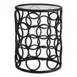 Antalya Round Side Table, Tempered Glass, Black