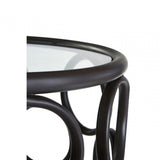 Antalya Round Side Table, Tempered Glass, Black